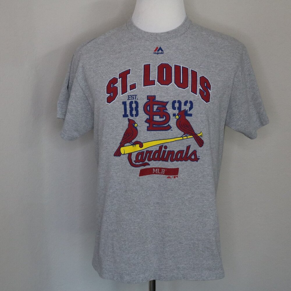 Majestic St. Louis Cardinals 1892 Men's T-Shirt * Large L * Pre-Owned VG * Grey